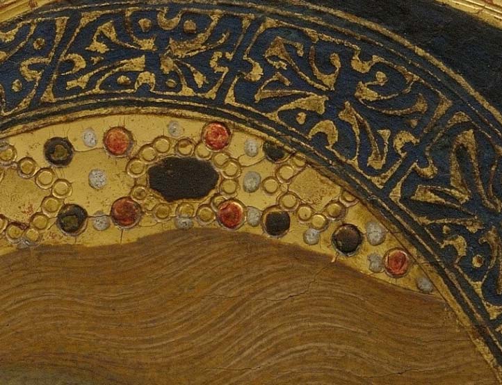 Der Saum des Mantels der Jungfrau, das Haar, die Edelsteine