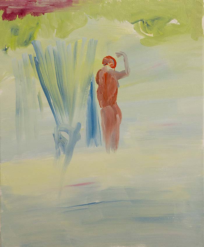 Francesca Banchelli, Man taking a shower (2015; olio su tela, 60 x 73 cm) Francesca Banchelli, Man taking a shower (2015; olio su tela, 60 x 73 cm)