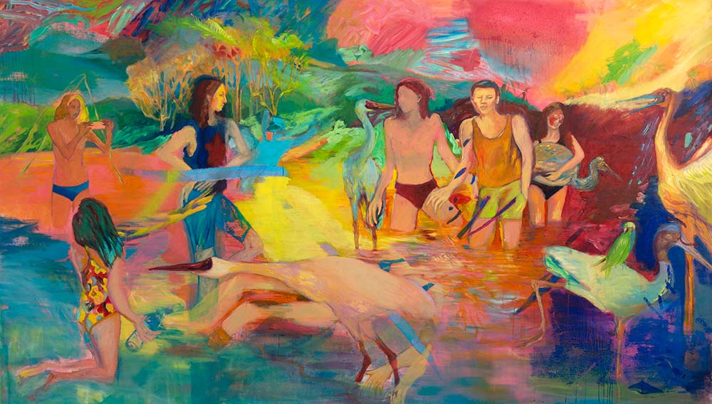 Francesca Banchelli, Romance (2016; olio, acrilico, acrilico spray e grafite su lino, 260 x 160 cm) Francesca Banchelli, Romance (2016; olio, acrilico, acrilico spray e grafite su lino, 260 x 160 cm)