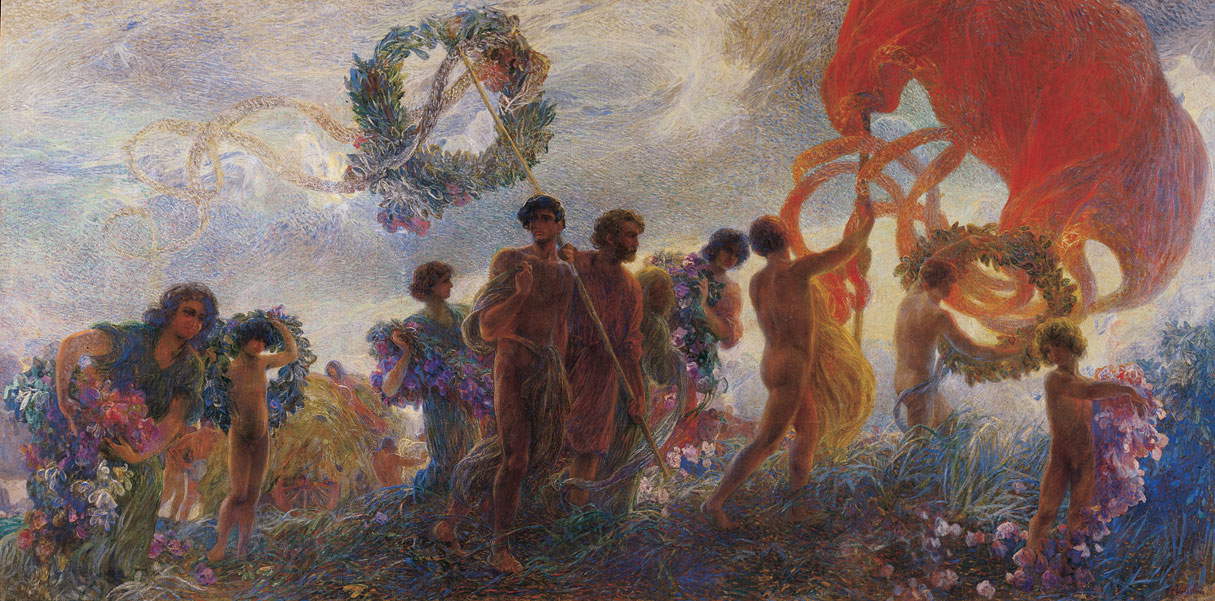 Plinio Nomellini, Gente nova (1907; olio e tempera su tela, 300 x 600 cm; Genova, Galleria d'Arte Moderna)