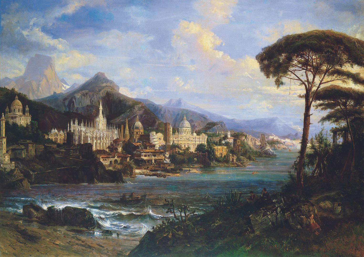 Petrus Henricus Theodor Tetar van Elven, Vedute fantastiche e vedute cittadine nell'arte dell'Ottocento (1858; olio su tela, 252 x 353 cm; Genova, Galleria d'Arte Moderna)