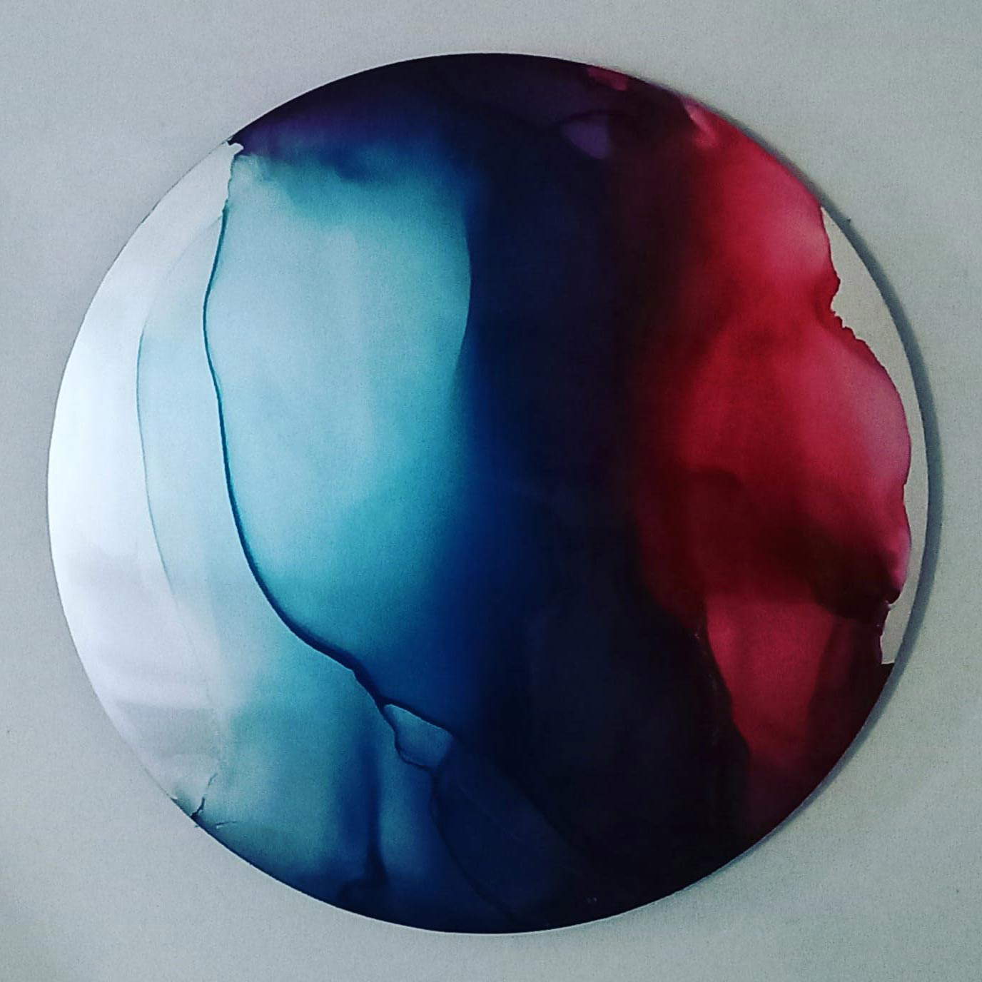Maurizio Faleni, Osmosis 50/22 (técnica mixta sobre aluminio, diámetro 94 cm) Maurizio Faleni, Osmosis 50/22 (técnica mixta sobre aluminio, diámetro 94 cm)