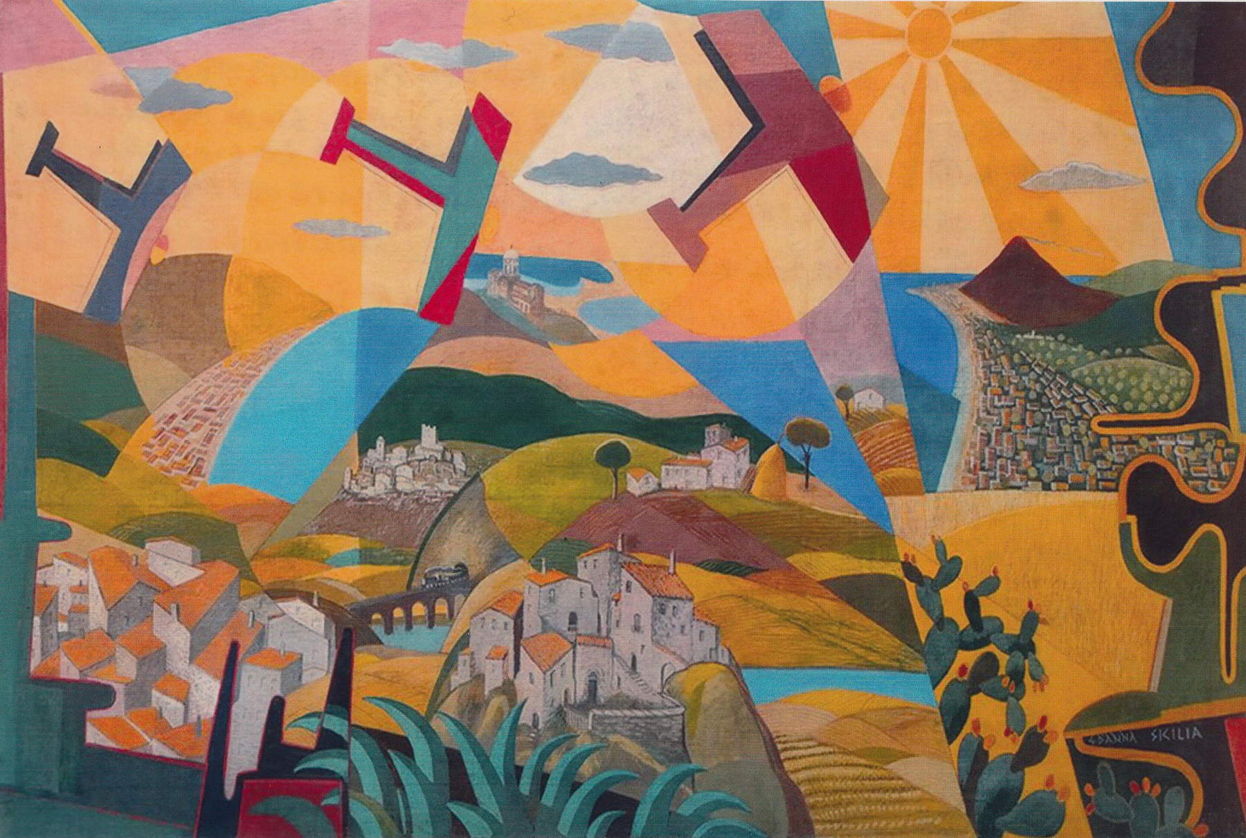 Giulio D'Anna, Sicilia (1936-1937; óleo y temple sobre lienzo; Colección particular). Por concesión de las galerías Leo, Monza