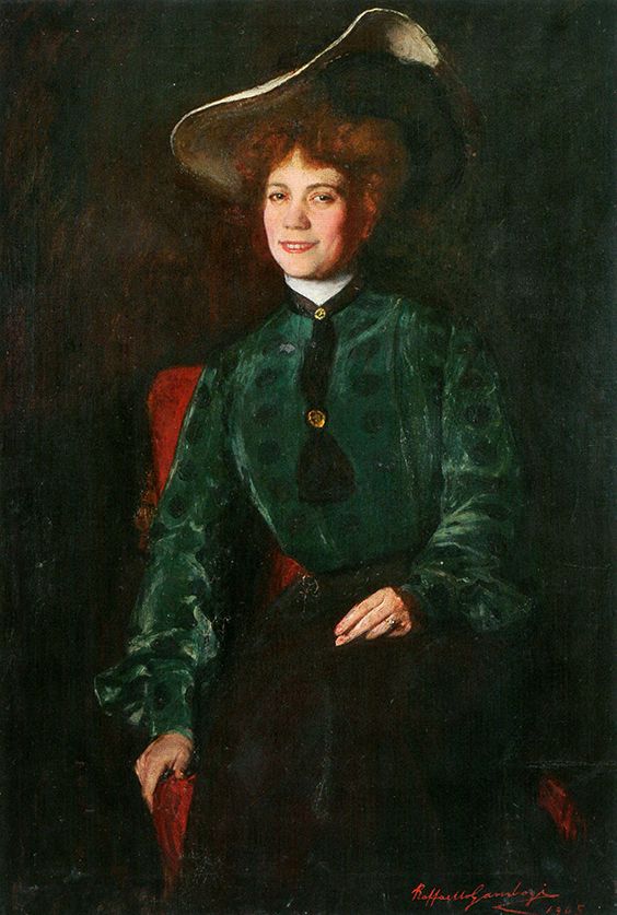 Raffaello Gambogi, Porträt seiner Frau Elin Danielson Gambogi (1905; Öl auf Leinwand, 69 x 49 cm; Livorno, Museo Civico Giovanni Fattori) Raffaello Gambogi, Porträt seiner Frau Elin Danielson Gambogi (1905; Öl auf Leinwand, 69 x 49 cm; Livorno, Museo Civico Giovanni Fattori)