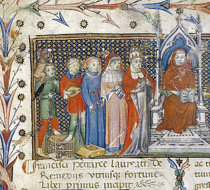 Immagine da una pagina del De remediis utriusque fortunae del Petrarca