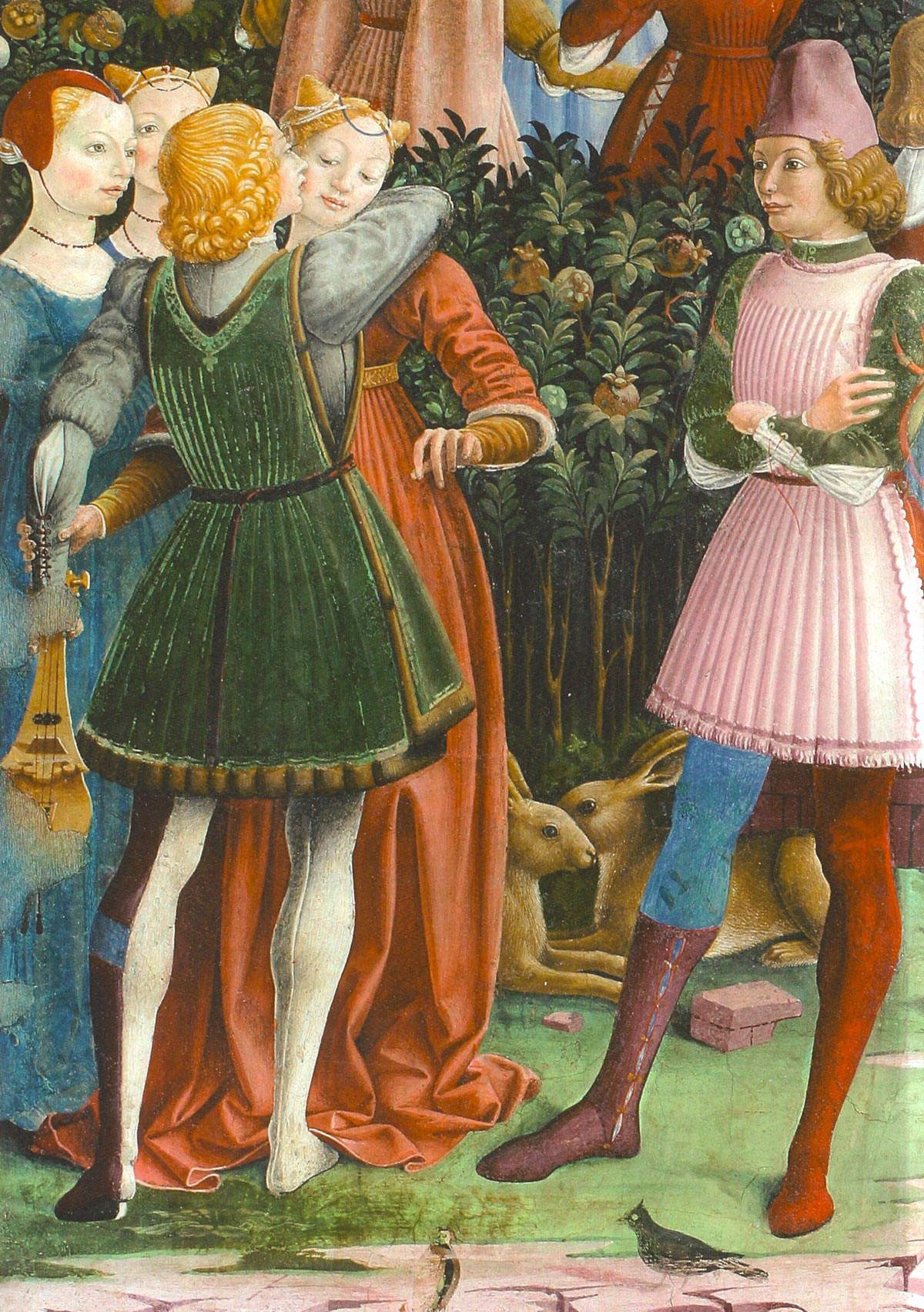 Particolare del Mese di Aprile. Nicol&ograve; da Correggio e gli amanti.