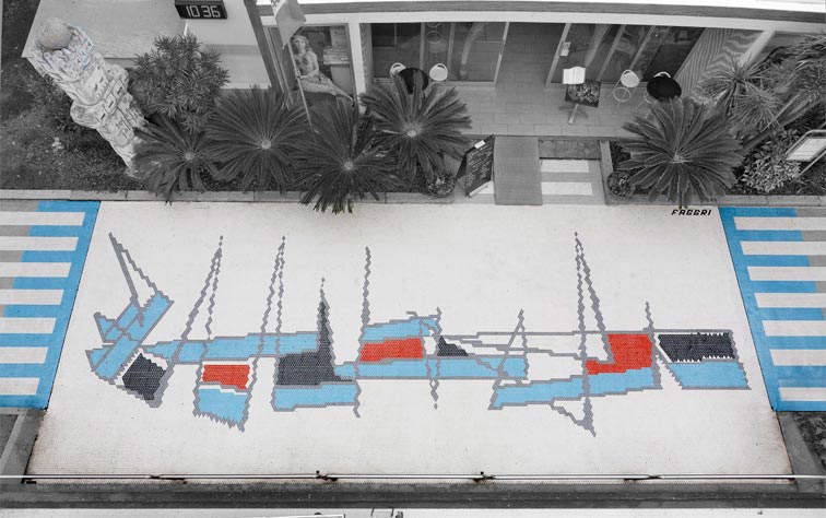 Agenore Fabbri, Forma (1963; Mosaik; Albissola Marina, Lungomare degli Artisti). Foto: Gianluca Anselmo Agenore Fabbri, Forma (1963; Mosaik; Albissola Marina, Lungomare degli Artisti). Foto: Gianluca Anselmo