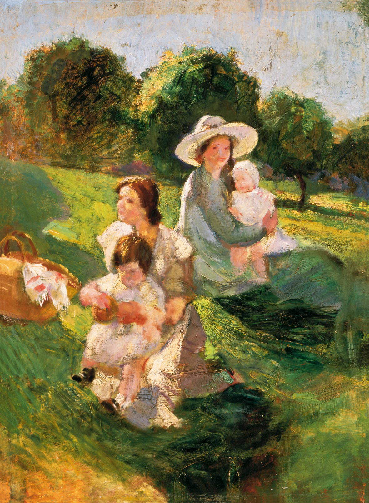 Armando Spadini, La famille à la Villa Borghèse (1912-1913 ; huile sur toile ; Milan, Collection Banco BPM)