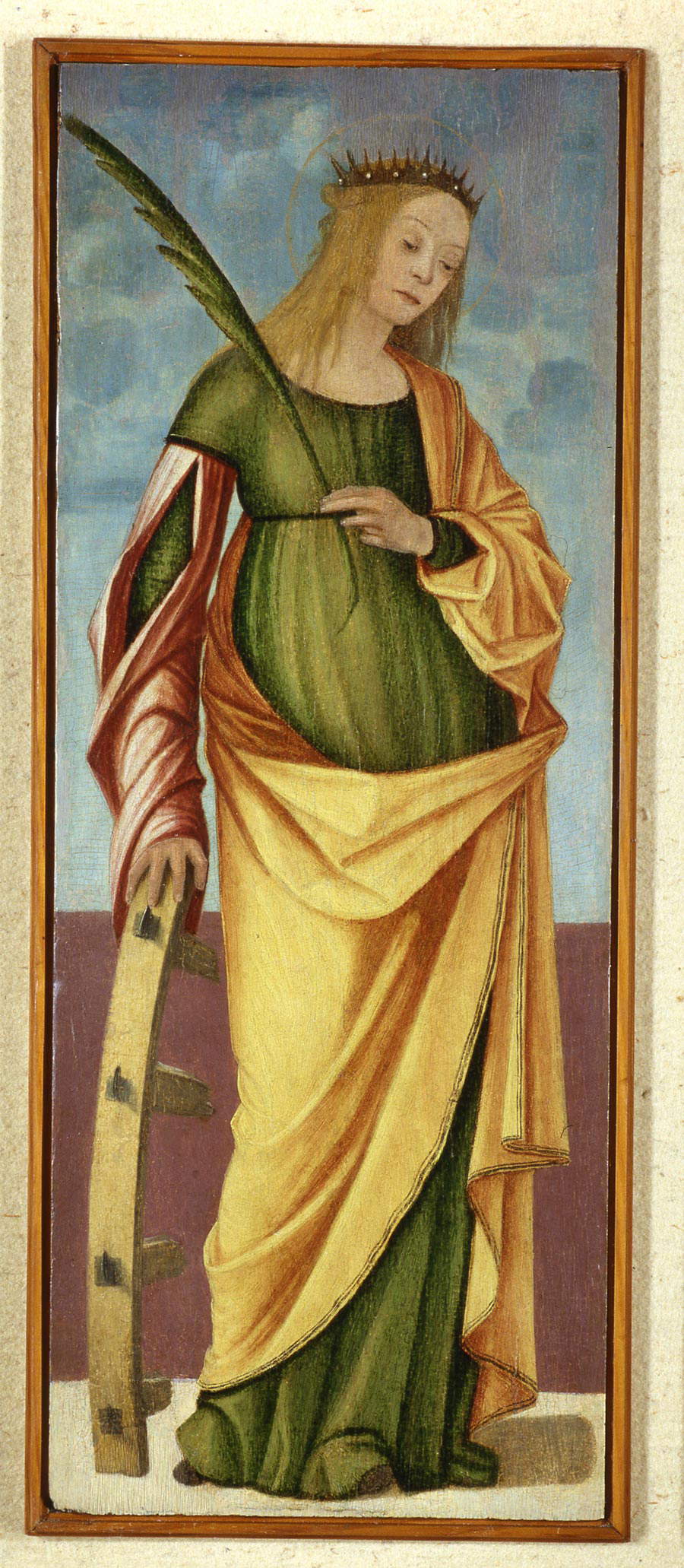 Vittore Carpaccio, Sainte Catherine d'Alexandrie (vers 1485-1490 ; tempera et huile sur panneau, 54 x 21,5 cm ; Vérone, Museo di Castelvecchio)