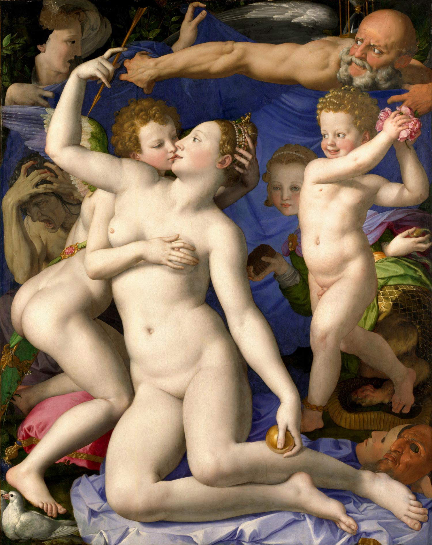 Bronzino, Allégorie avec Vénus et Cupidon (vers 1545 ; huile sur panneau, 146,1 x 116,2 cm ; Londres, National Gallery, inv. NG651) Bronzino, Allégorie avec Vénus et Cupidon (vers 1545 ; huile sur panneau, 146,1 x 116,2 cm ; Londres, National Gallery, inv. NG651)