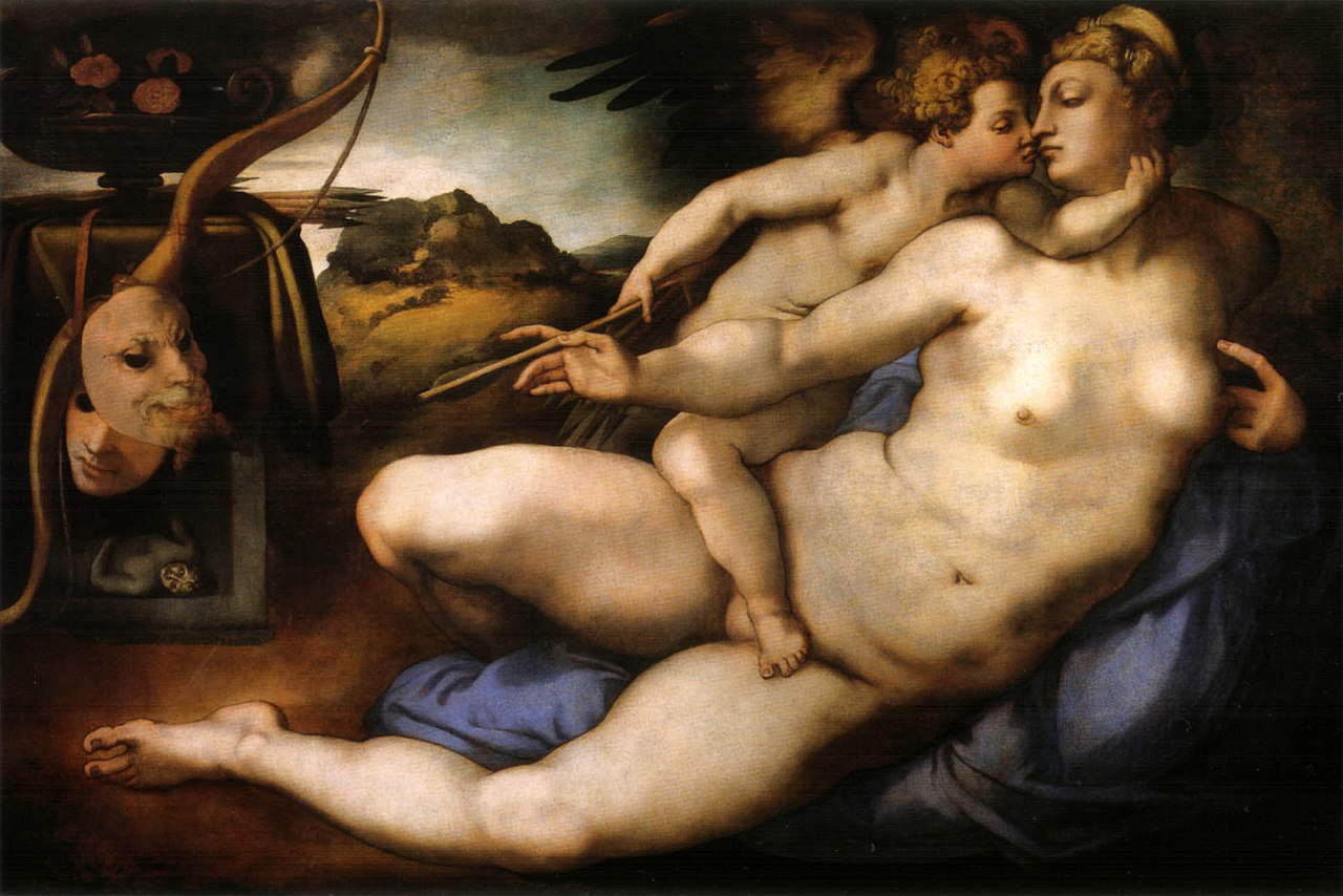 Pontormo (d'après un dessin de Michel-Ange), Vénus et Cupidon (vers 1533 ; huile sur panneau, 128 x 194 cm ; Florence, Galleria dell'Accademia) Pontormo (d'après un dessin de Michel-Ange), Vénus et Cupidon (vers 1533 ; huile sur panneau, 128 x 194 cm ; Florence, Galleria dell'Accademia)