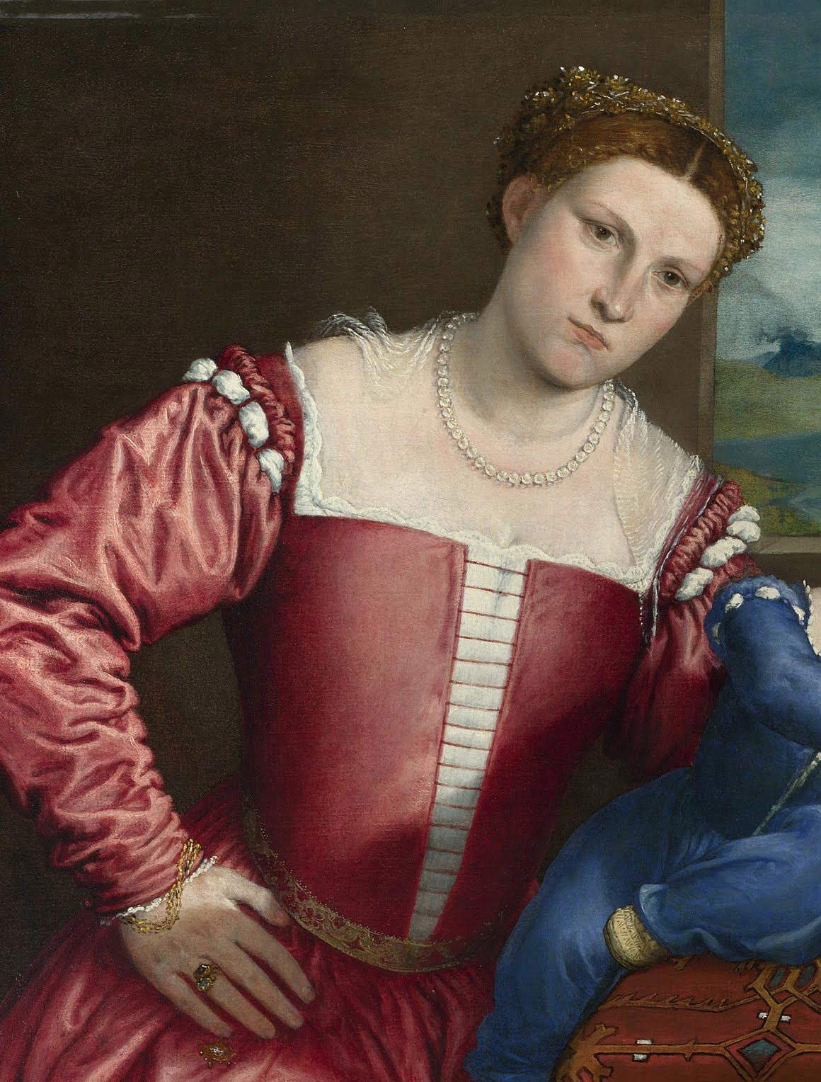 Lorenzo Lotto, Ritratto di Giovanni della Volta con moglie e figli, dettaglio Lorenzo Lotto, Ritratto di Giovanni della Volta con moglie e figli, dettaglio