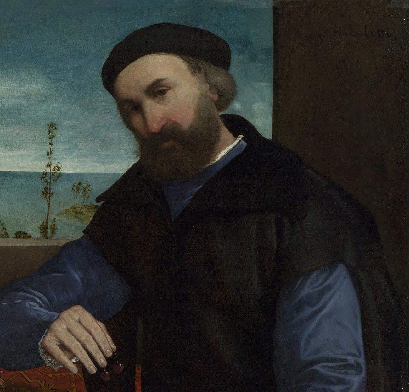 Lorenzo Lotto, Ritratto di Giovanni della Volta con moglie e figli, dettaglio Lorenzo Lotto, Ritratto di Giovanni della Volta con moglie e figli, dettaglio