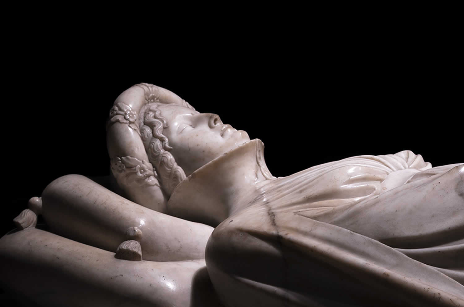Detalle del rostro de Ilaria del Carretto. Foto: Museo y Complejo Arqueológico de la Catedral de Lucca. Detalle del rostro de Ilaria del Carretto. Foto: Museo y Complejo Arqueológico de la Catedral de Lucca.