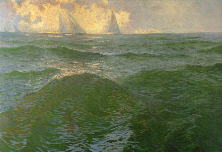 Galileo Chini, Maestrale sul Tirreno (1902; oil on canvas, 100 x 150 cm; Private collection) Galileo Chini, Maestrale sul Tirreno (1902; oil on canvas, 100 x 150 cm; Private collection)
