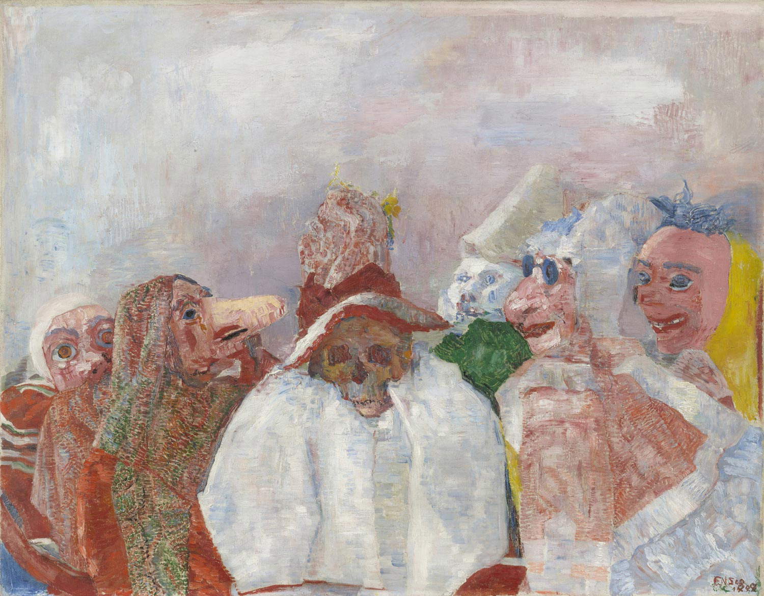 James Ensor, Masks Facing Death (1888; oil on canvas, 81.3 x 100.3 cm; New York, Museum of Modern Art) James Ensor, Masks Facing Death (1888; oil on canvas, 81.3 x 100.3 cm; New York, Museum of Modern Art)