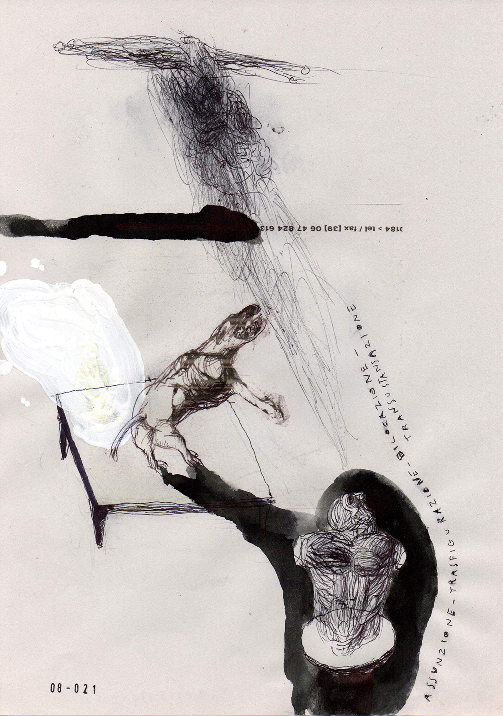 Riccardo Gemma, Crucifixion (2021 ; biros, encre et émail, 29,7 x 21 cm) Riccardo Gemma, Crucifixion (2021 ; biros, encre et émail, 29,7 x 21 cm)