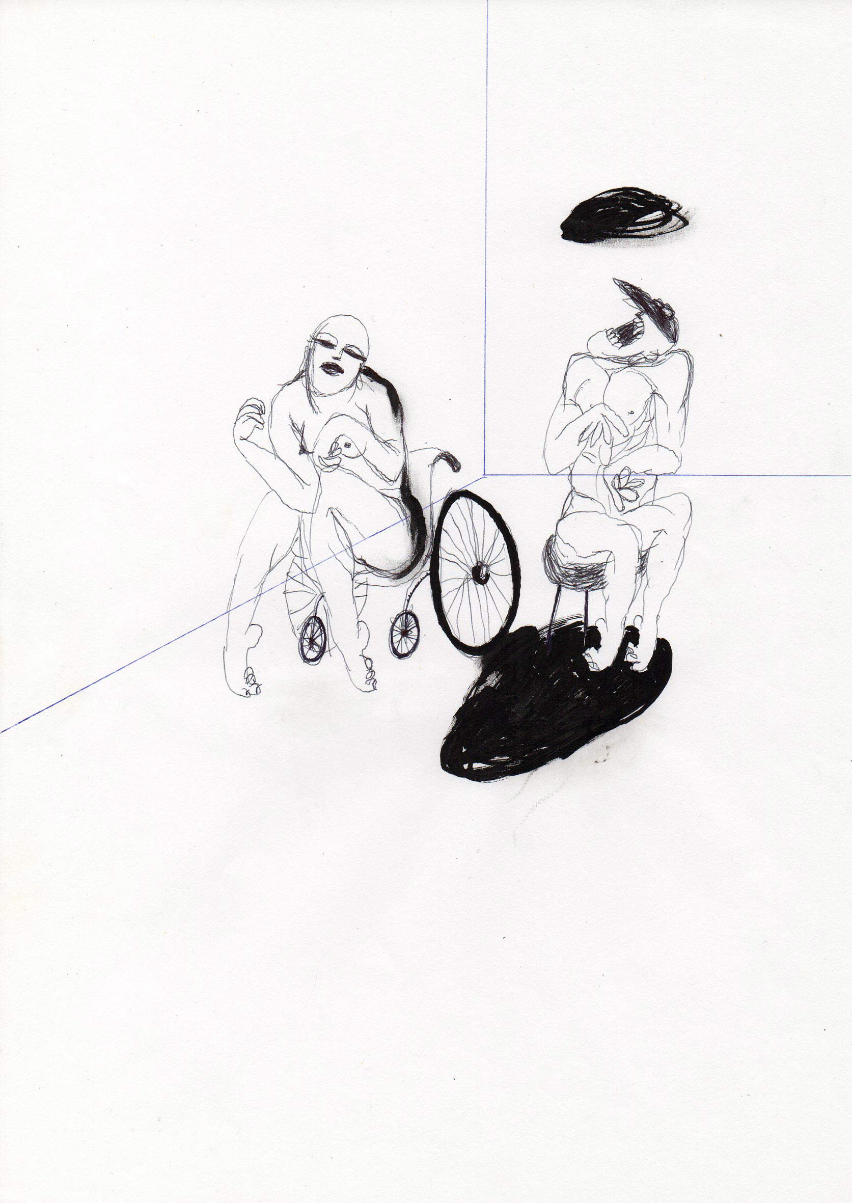 Riccardo Gemma, Deux figures (2006 ; biros et tempera, 29,7 x 21 cm) Riccardo Gemma, Deux figures (2006 ; biros et tempera, 29,7 x 21 cm)