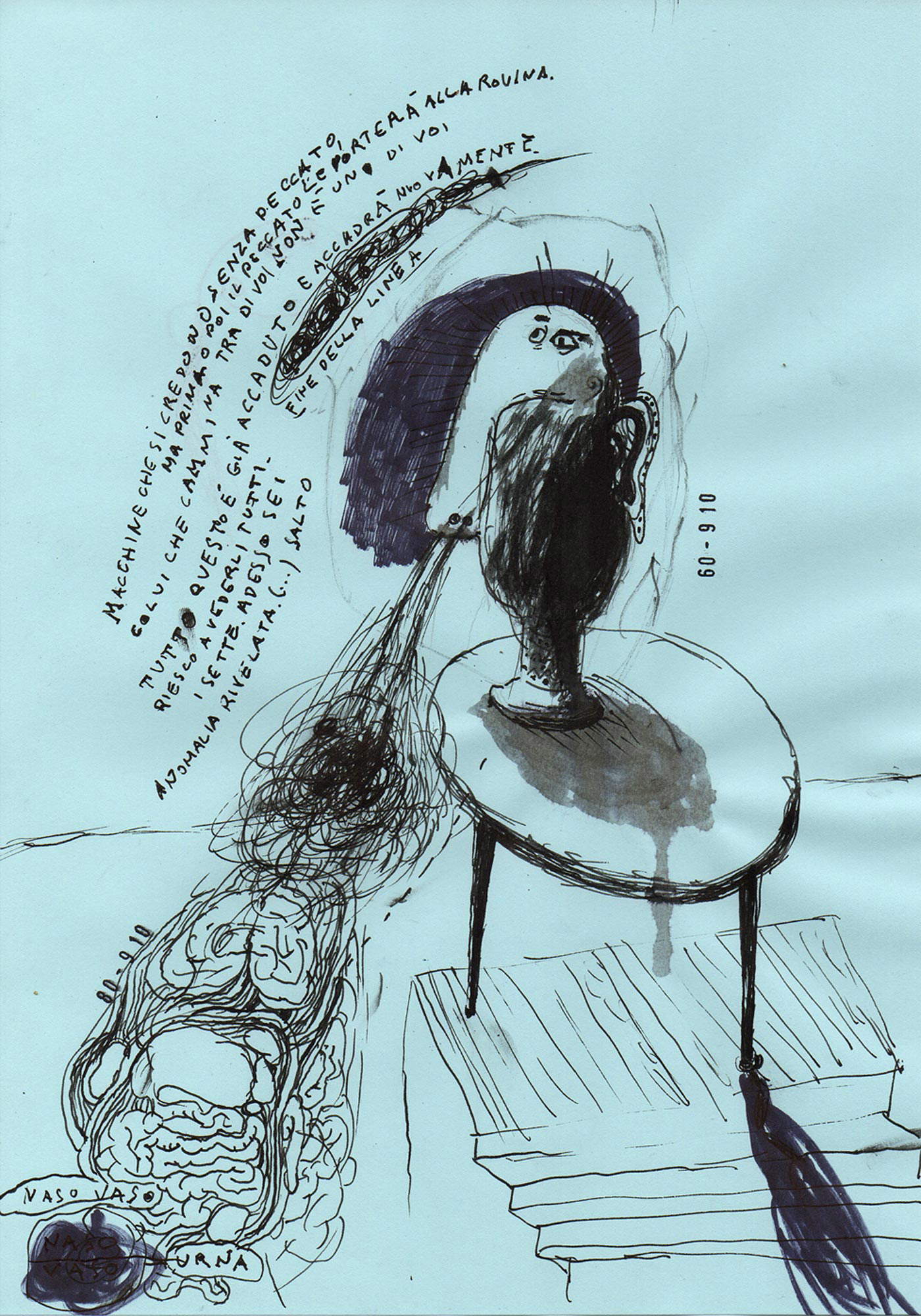 Riccardo Gemma, Naso-Vaso (2019 ; biros et encre, 29,7 x 21 cm) Riccardo Gemma, Naso-Vaso (2019 ; biros et encre, 29,7 x 21 cm)