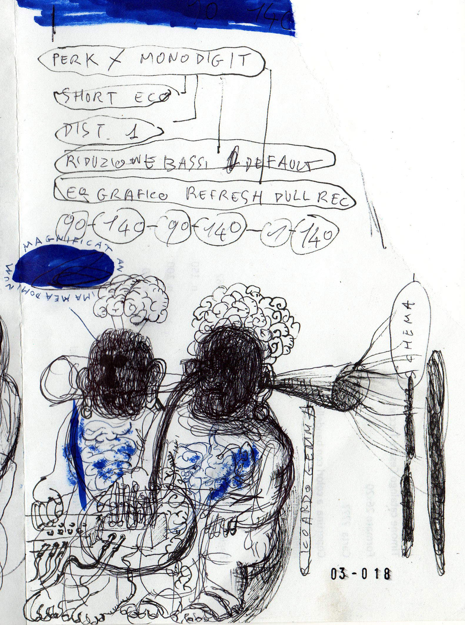 Riccardo Gemma, Schema (Partituram) (2018 ; biros et feutre, 21 x 15 cm) Riccardo Gemma, Schema (Partituram) (2018 ; biros et feutre, 21 x 15 cm)