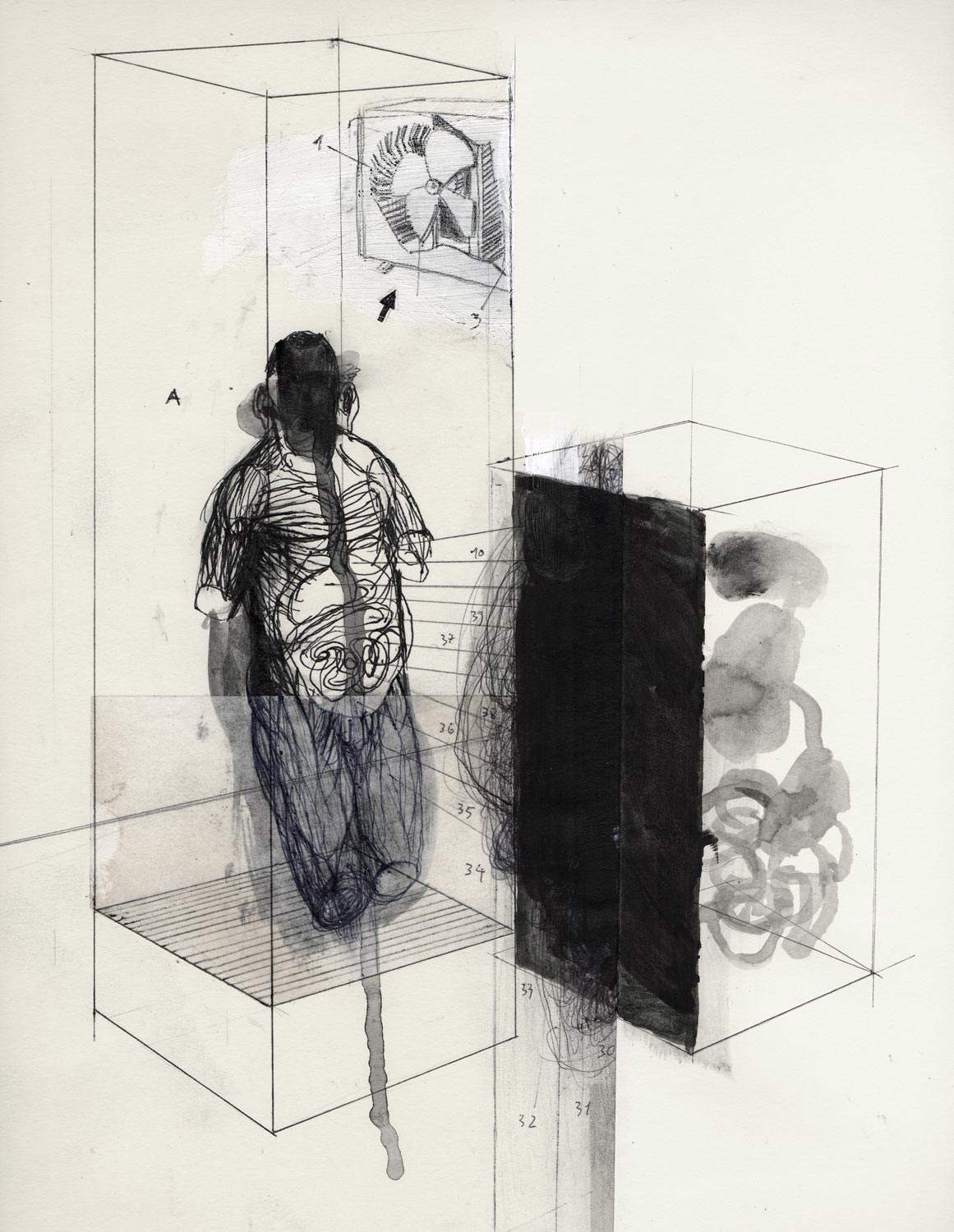 Riccardo Gemma, Schema (2015 ; biros et encre, 30 x 23 cm) Riccardo Gemma, Schema (2015 ; biros et encre, 30 x 23 cm)