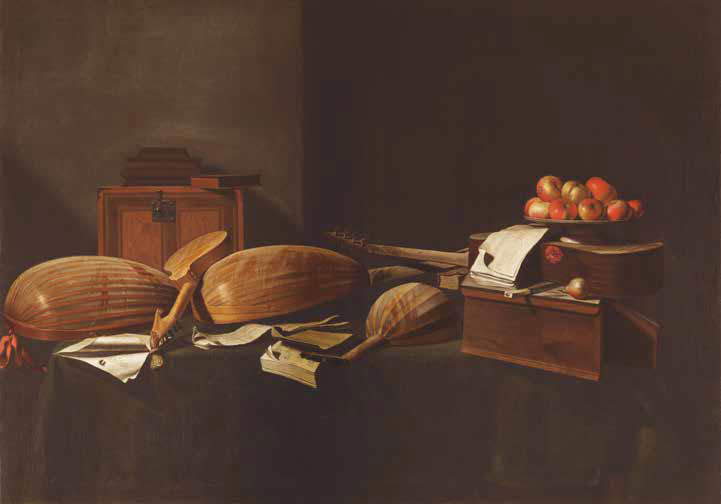 Evaristo Baschenis, Natura morta di strumenti musicali (olio su tela, 115 × 163 cm; Collezione privata) Evaristo Baschenis, Natura morta di strumenti musicali (olio su tela, 115 × 163 cm; Collezione privata)
