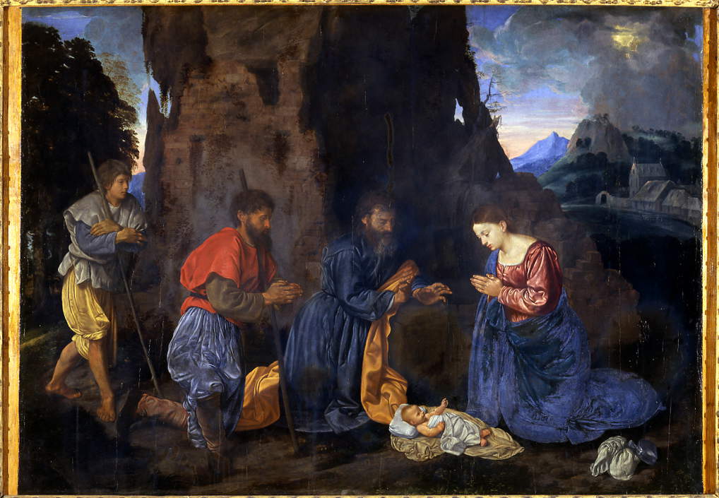 Giovanni Girolamo Savoldo, Adorazione dei pastori (olio su tavola, 97 × 141 cm; Torino, Musei Reali - Galleria Sabauda) Giovanni Girolamo Savoldo, Adorazione dei pastori (olio su tavola, 97 × 141 cm; Torino, Musei Reali - Galleria Sabauda)