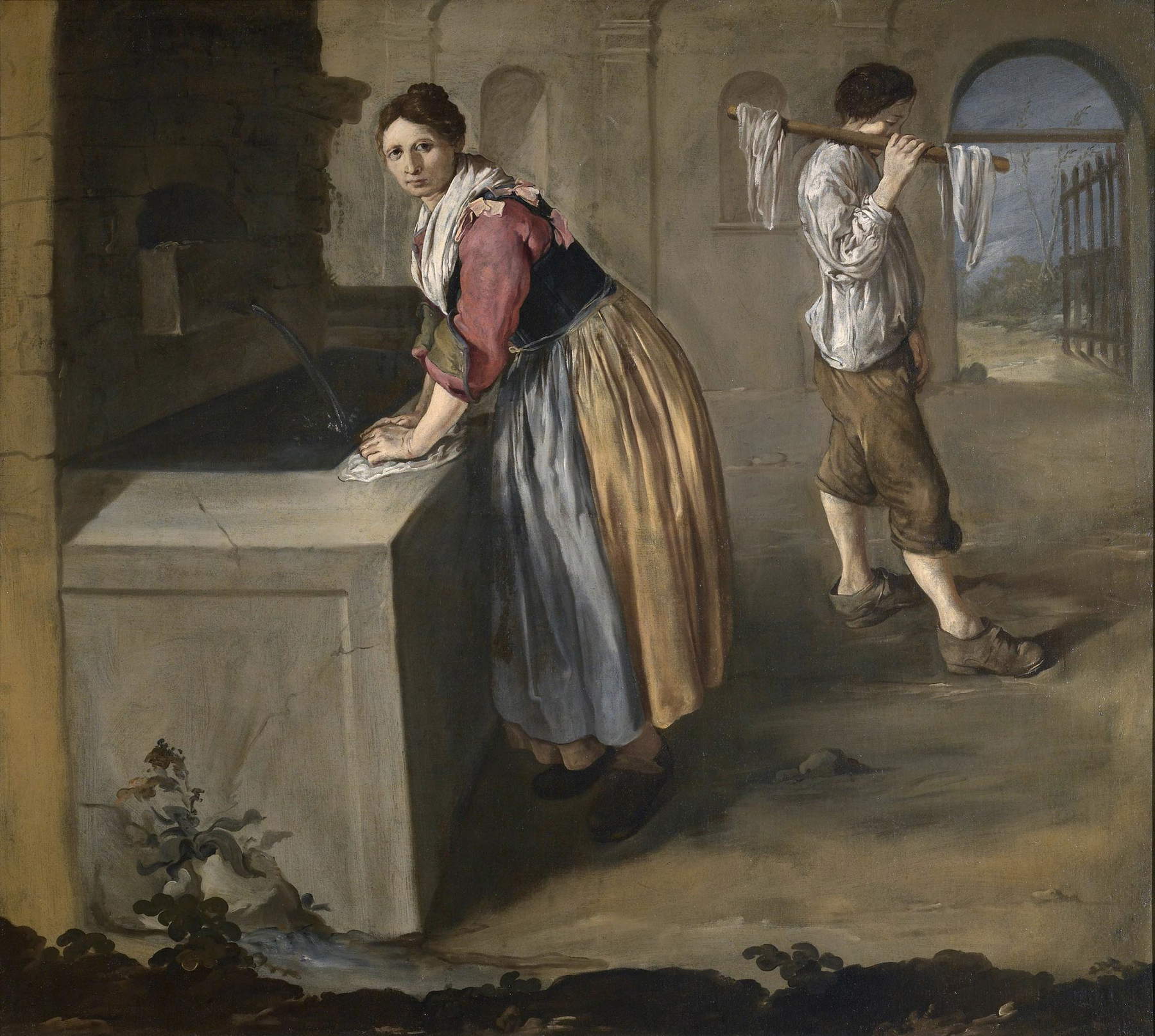Giacomo Ceruti, La lavandière (vers 1725 ; huile sur toile, 131 × 145 cm ; Brescia, Pinacothèque Tosio Martinengo, inv. DI 276) Giacomo Ceruti, La lavandière (vers 1725 ; huile sur toile, 131 × 145 cm ; Brescia, Pinacothèque Tosio Martinengo, inv. DI 276)