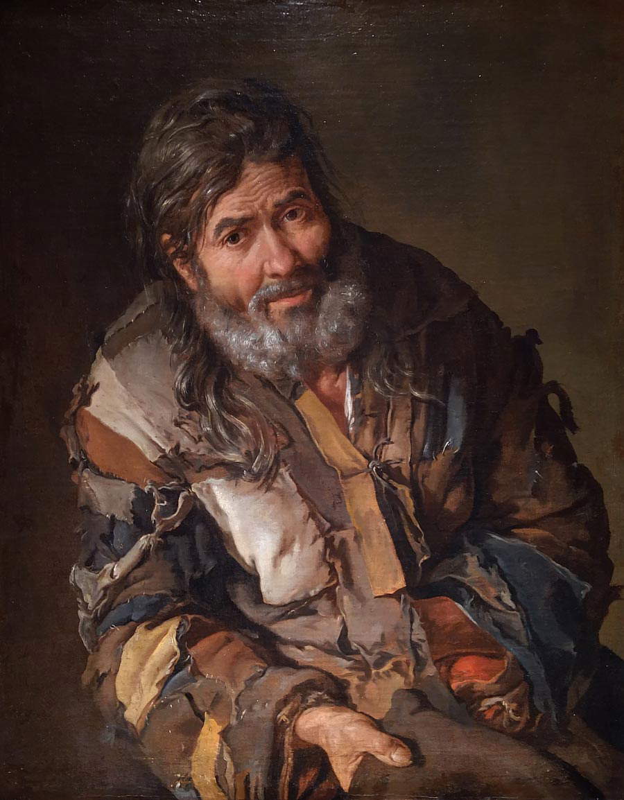 Giacomo Ceruti, Mendiant (vers 1737-1740 ; huile sur toile, 74,5 × 57,5 cm ; Göteborg, Konstmuseum, inv. GKM 1890) Giacomo Ceruti, Mendiant (vers 1737-1740 ; huile sur toile, 74,5 × 57,5 cm ; Göteborg, Konstmuseum, inv. GKM 1890)