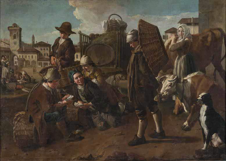 Giacomo Ceruti, Soirée sur la Piazza (vers 1750 ; huile sur toile, 206 × 296 cm ; Turin, Musei Civici d'Arte Antica, Palazzo Madama, inv. 541/D) Giacomo Ceruti, Soirée sur la Piazza (vers 1750 ; huile sur toile, 206 × 296 cm ; Turin, Musei Civici d'Arte Antica, Palazzo Madama, inv. 541/D)