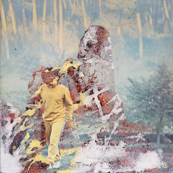 Nicola Bolla, Ci vuol coraggio - Riccardo Cocciante (2016 ; pigments et paillettes sur pochette de disque, 30 x 30 cm). Nicola Bolla, Ci vuol coraggio - Riccardo Cocciante (2016 ; pigments et paillettes sur pochette de disque, 30 x 30 cm).