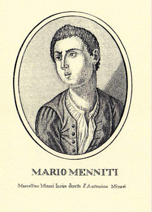 Marcellino Minasi, Ritratto di Mario Minniti, veröffentlicht in Giuseppe Grosso Cacopardo, Memorie de' pittori messinesi e degli esteri che in Messina fiorirono dal secolo XII sino al secolo XIX (1821) Marcellino Minasi, Ritratto di Mario Minniti, veröffentlicht in Giuseppe Grosso Cacopardo, Memorie de' pittori messinesi e degli esteri che in Messina fiorirono dal secolo XII sino al secolo XIX (1821)