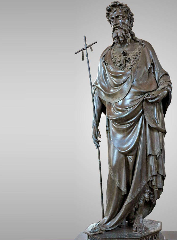 Lorenzo Ghiberti, St. John the Baptist (1412-1416; bronze, height 255 cm; Florence, Museo di Orsanmichele) Lorenzo Ghiberti, St. John the Baptist (1412-1416; bronze, height 255 cm; Florence, Museo di Orsanmichele)