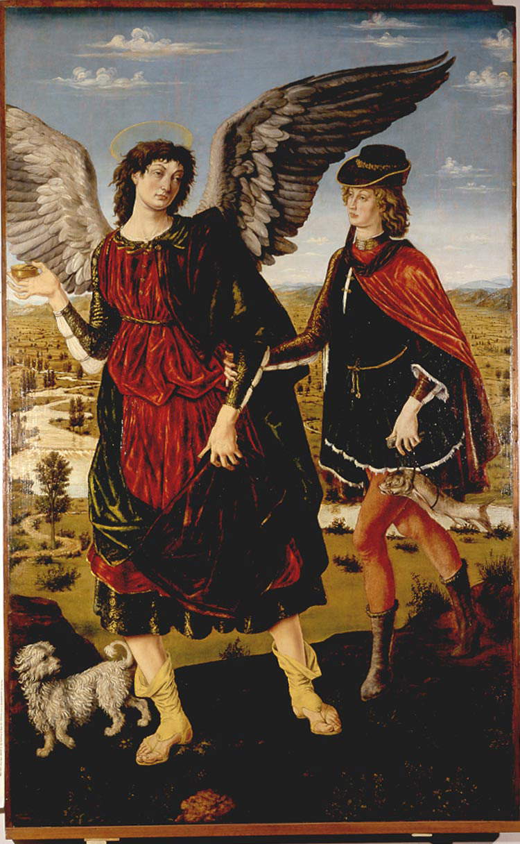 Piero del Pollaiolo, Raphael and Tobiolo (c. 1465-1470; oil on panel, 188 x 119 cm; Turin, Galleria Sabauda) Piero del Pollaiolo, Raphael and Tobiolo (c. 1465-1470; oil on panel, 188 x 119 cm; Turin, Galleria Sabauda)