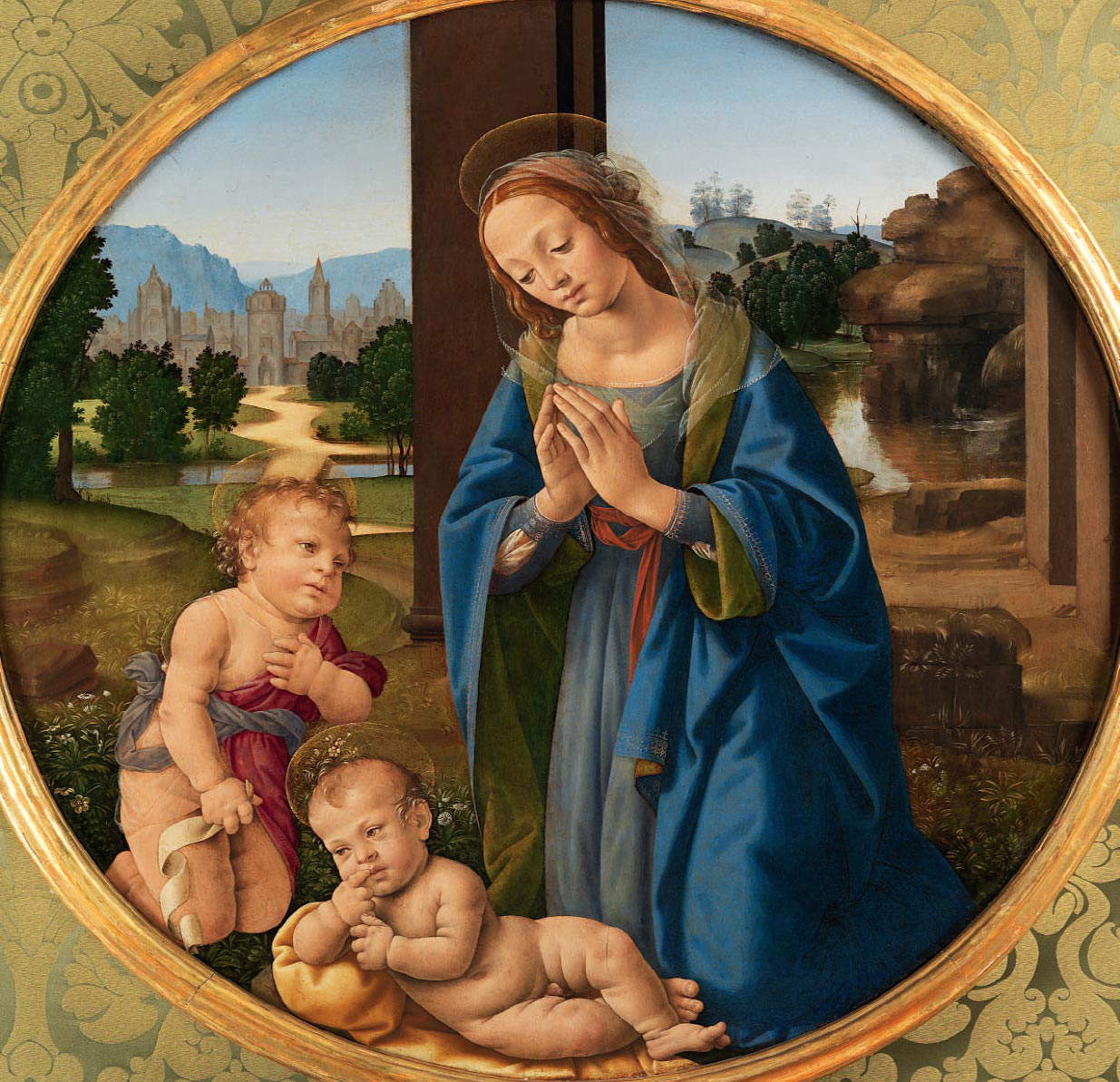 Lorenzo di Credi, Vierge à l'enfant avec saint Jean (vers 1485-1490 ; huile sur panneau, 97,3 cm de diamètre ; Venise, Pinacothèque Querini Stampalia, inv. 4/73)