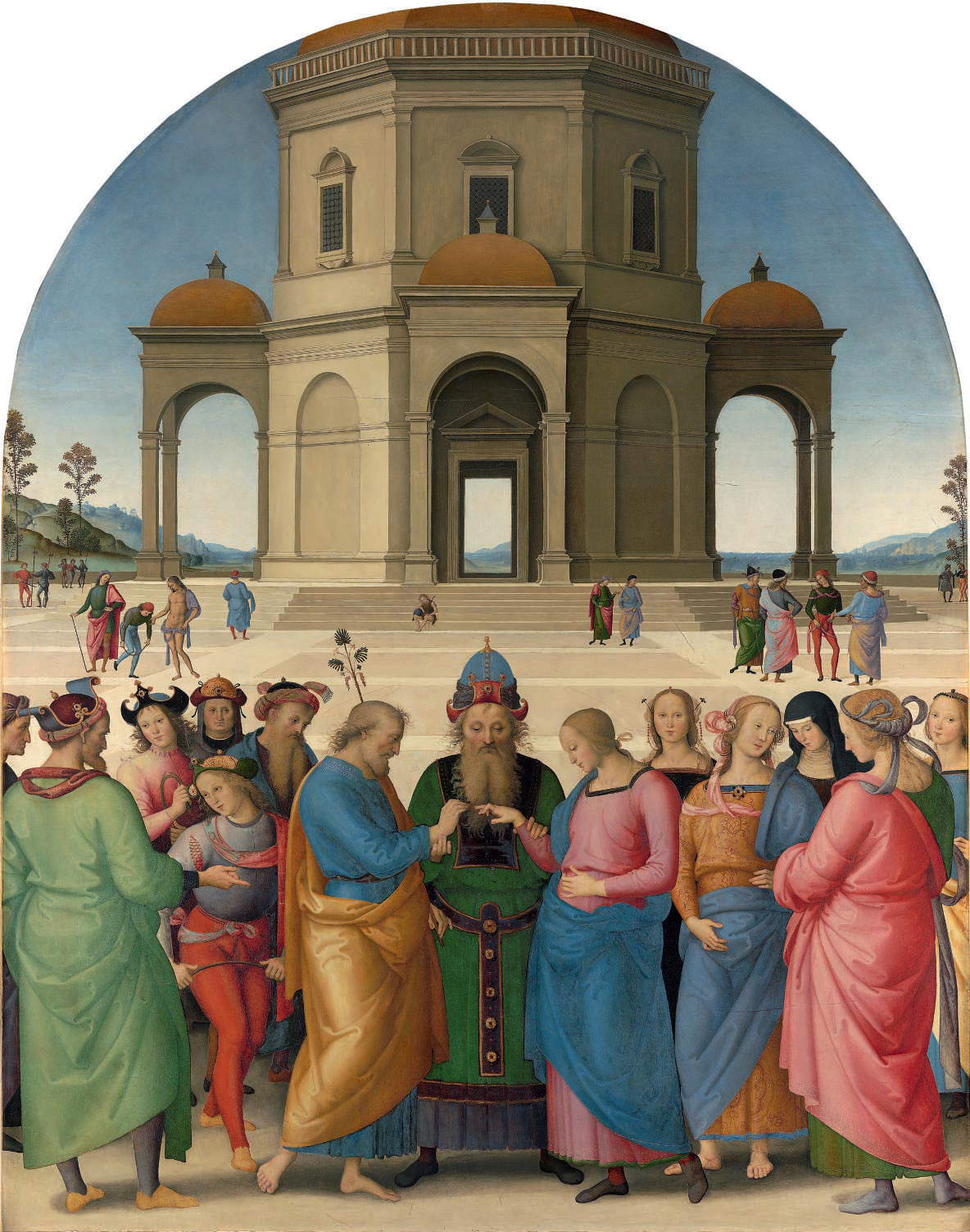 Perugino, Sposalizio della Vergine (1501-1504; olio su tavola, 234 x 185 cm; Caen, Musée des Beaux-Arts, inv. 28) Perugino, Sposalizio della Vergine (1501-1504; olio su tavola, 234 x 185 cm; Caen, Musée des Beaux-Arts, inv. 28)