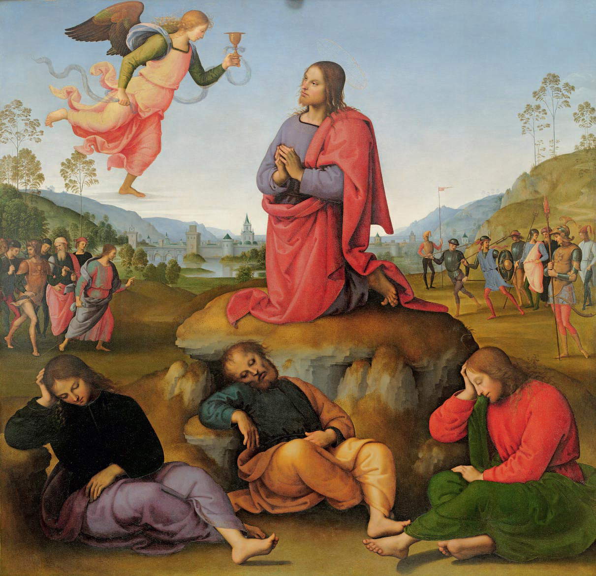 Pérugin, Oraison au jardin (1493-1496 ; tempera et huile sur panneau, 166 x 171 cm ; Florence, Galerie des Offices, inv. 1890, n° 8367)