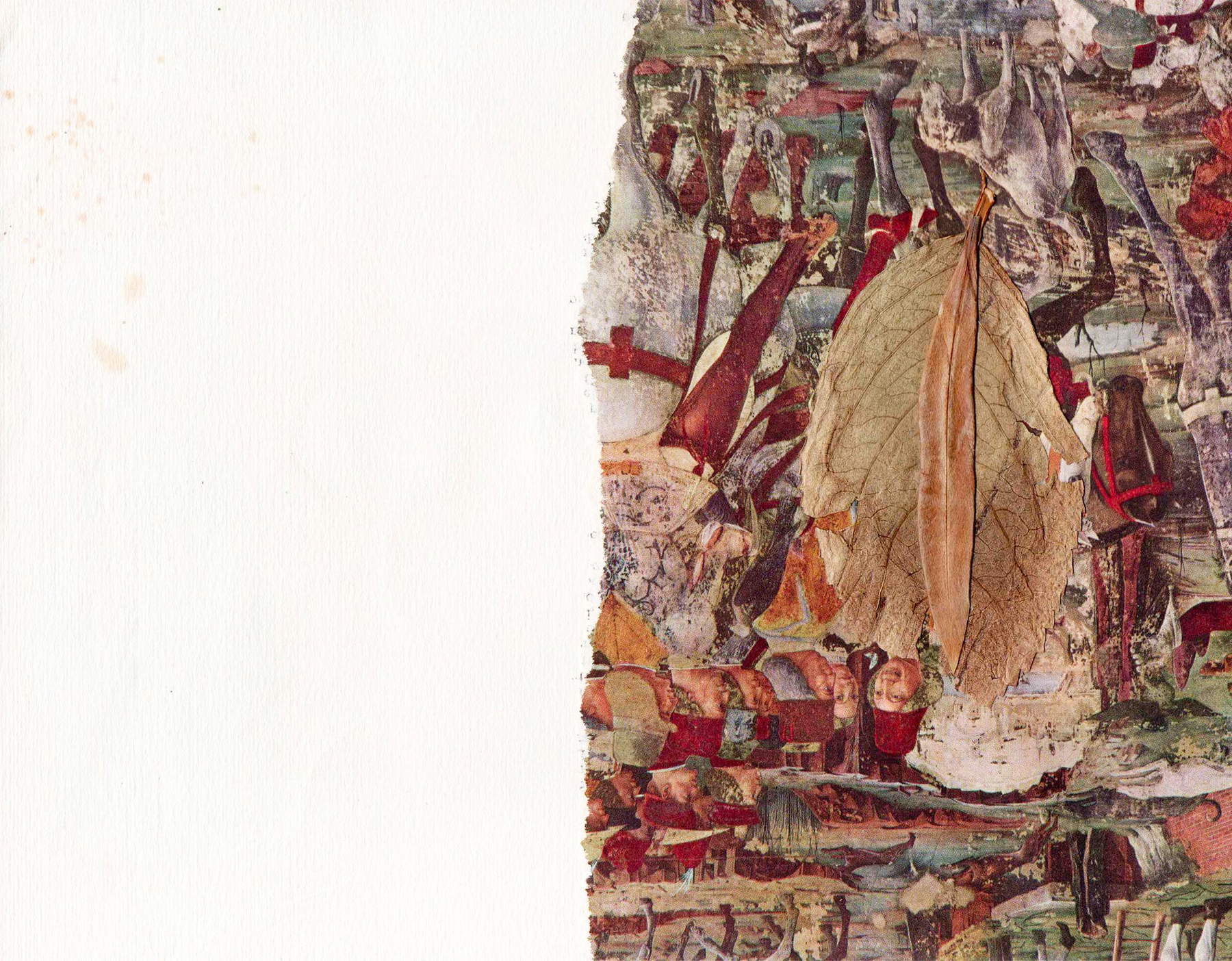 Angelo Pretolani, Field (Nature conceals culture) (1979 ; feuilles et collage sur carton, 19 x 24 cm) Angelo Pretolani, Field (Nature conceals culture) (1979 ; feuilles et collage sur carton, 19 x 24 cm)