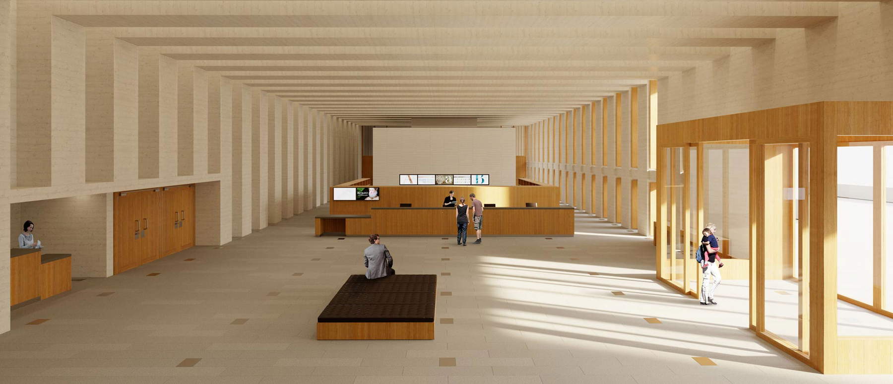 Rendering of the temporary exhibition hall Rendering of the temporary exhibition hall