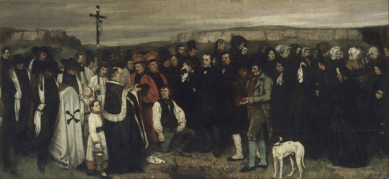 Gustave Courbet, Un enterrement à Ornans (1849-1850; olio su tela, 315,45 x 668 cm; Parigi, Musée d’Orsay) Gustave Courbet, Un enterrement à Ornans (1849-1850; olio su tela, 315,45 x 668 cm; Parigi, Musée d’Orsay)