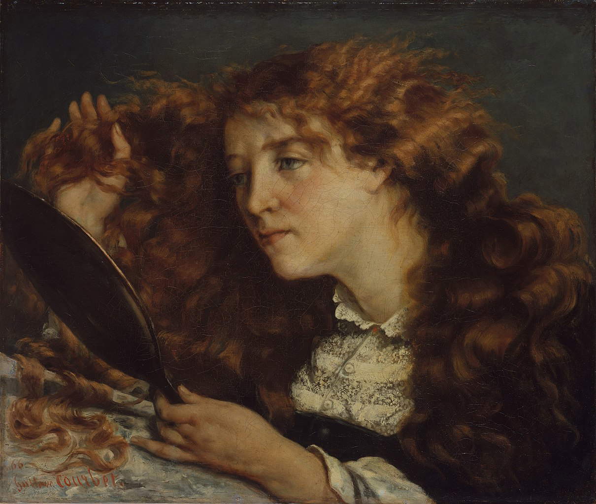 Gustave Courbet, Jo, la belle irlandaise (ritratto di Joanna Hiffernan) (1865-1866; olio su tela, 55,9 x 66 cm; New York, Metropolitan Museum of Art) Gustave Courbet, Jo, la belle irlandaise (ritratto di Joanna Hiffernan) (1865-1866; olio su tela, 55,9 x 66 cm; New York, Metropolitan Museum of Art)