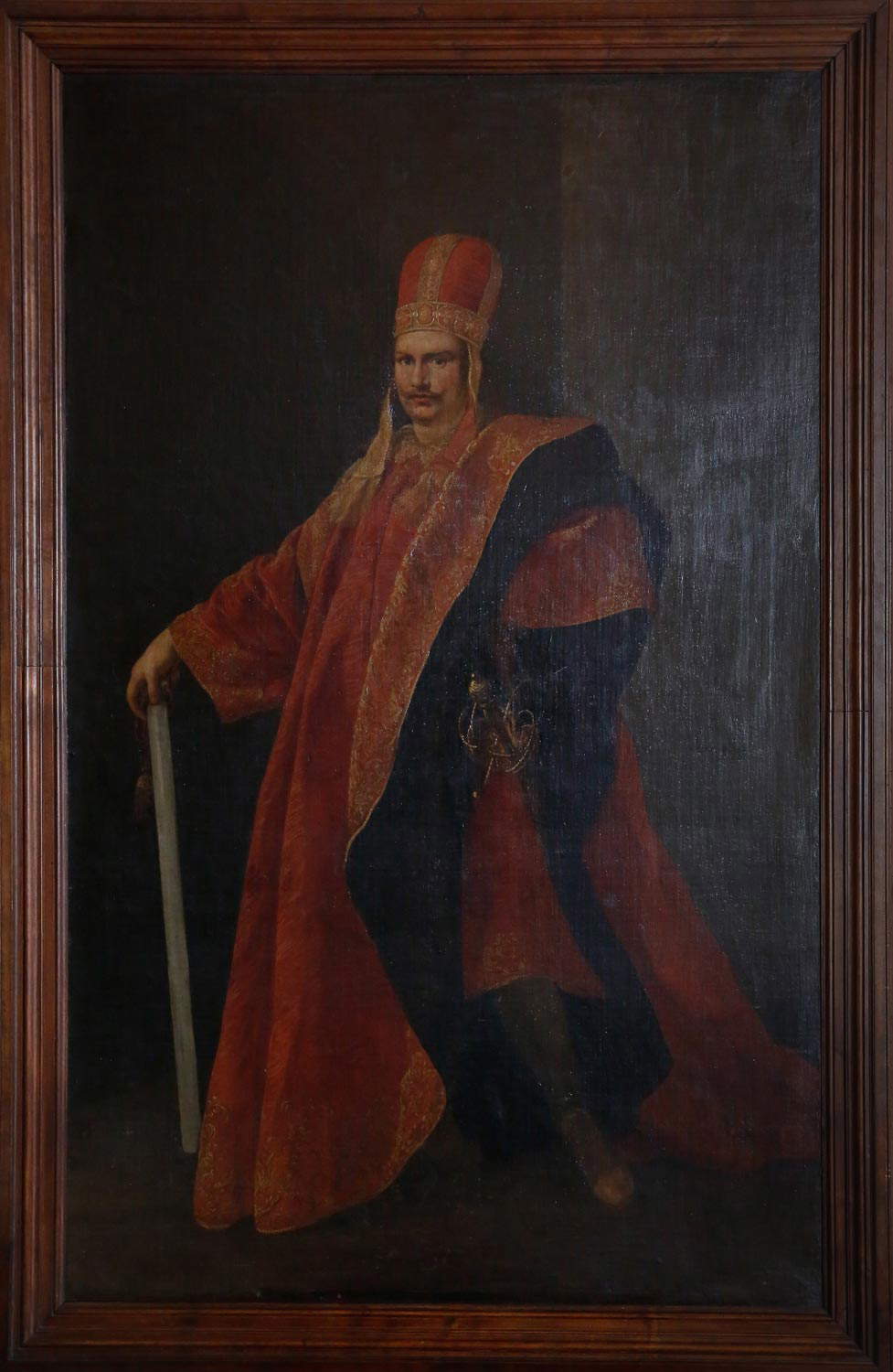 Andrea Sacchi, Retrato de Taddeo Barberini como prefecto de Roma (1631-1633; óleo sobre lienzo, 250 x 150 cm; Roma, Colección del Instituto Nacional de Previsión)