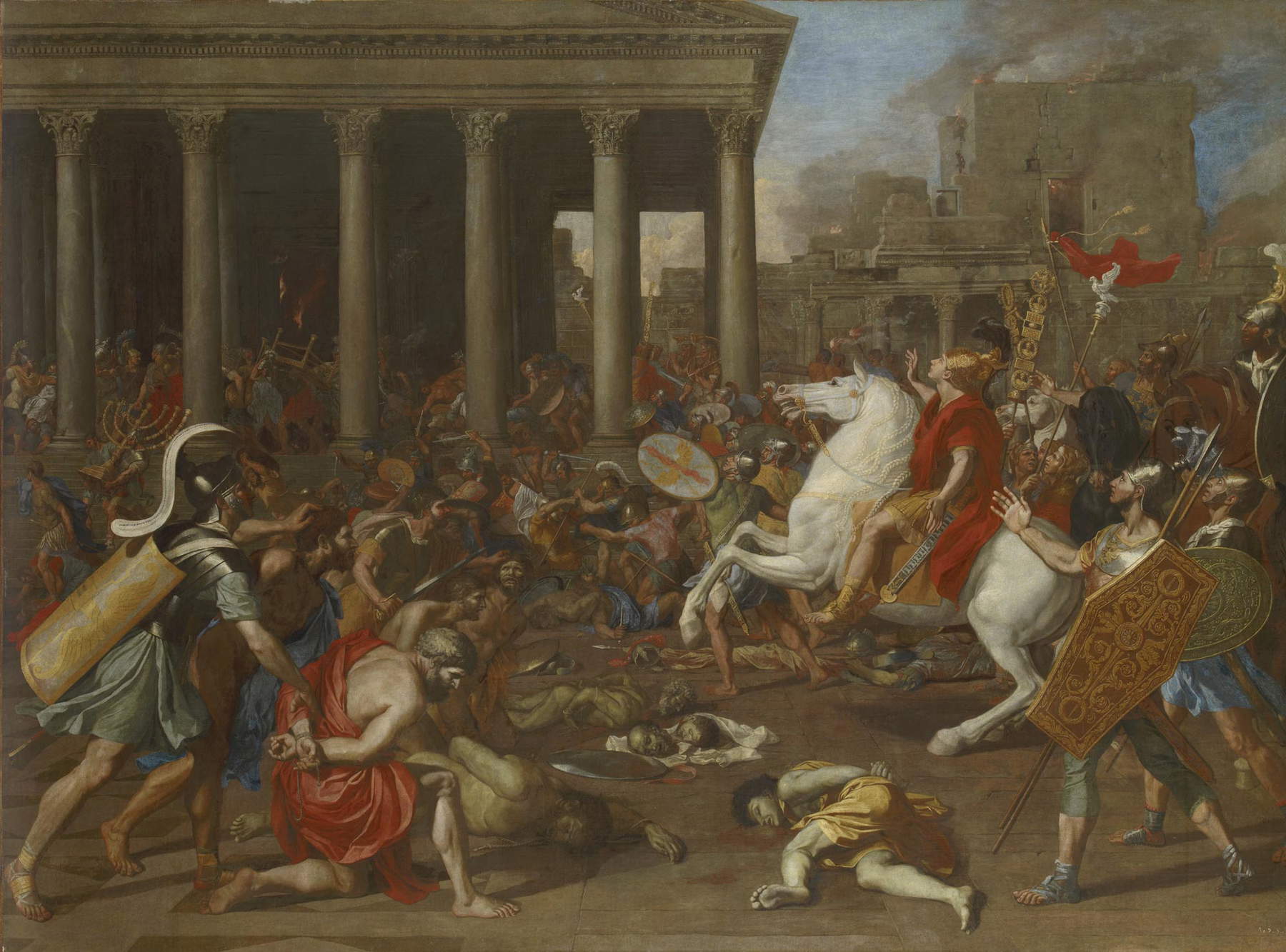 Nicolas Poussin, Destrucción del Templo de Jerusalén (1638; óleo sobre lienzo, 147 x 198 cm; Viena, Kunsthistorisches Museum, Gem&auml;ldegalerie)