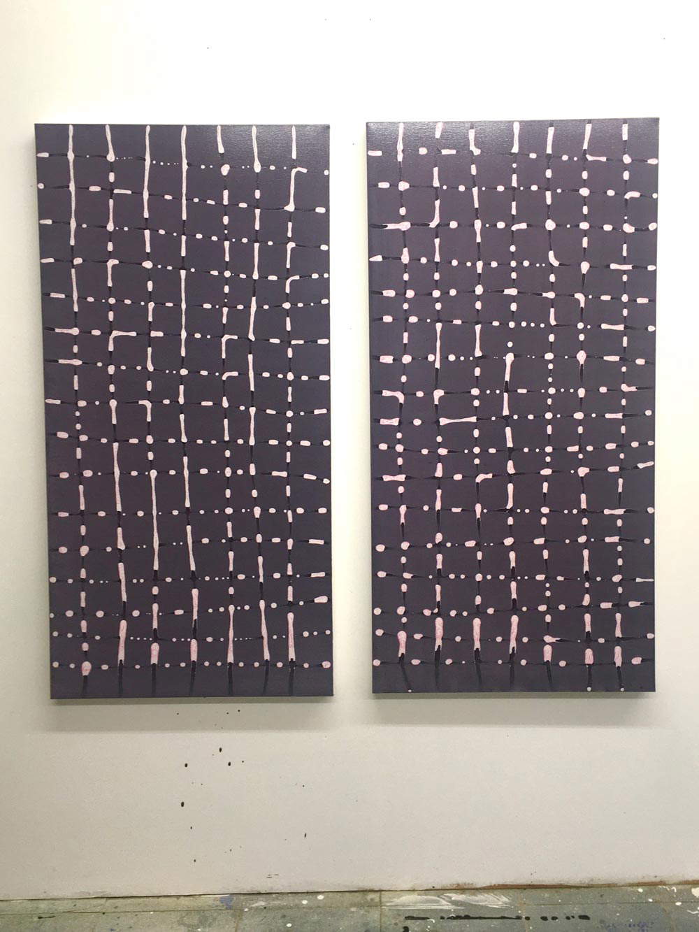 Letizia Galli, Dittico Seagram grids (2020; tecniche miste su tela, 120 x 80 cm) Letizia Galli, Dittico Seagram grids (2020; tecniche miste su tela, 120 x 80 cm)