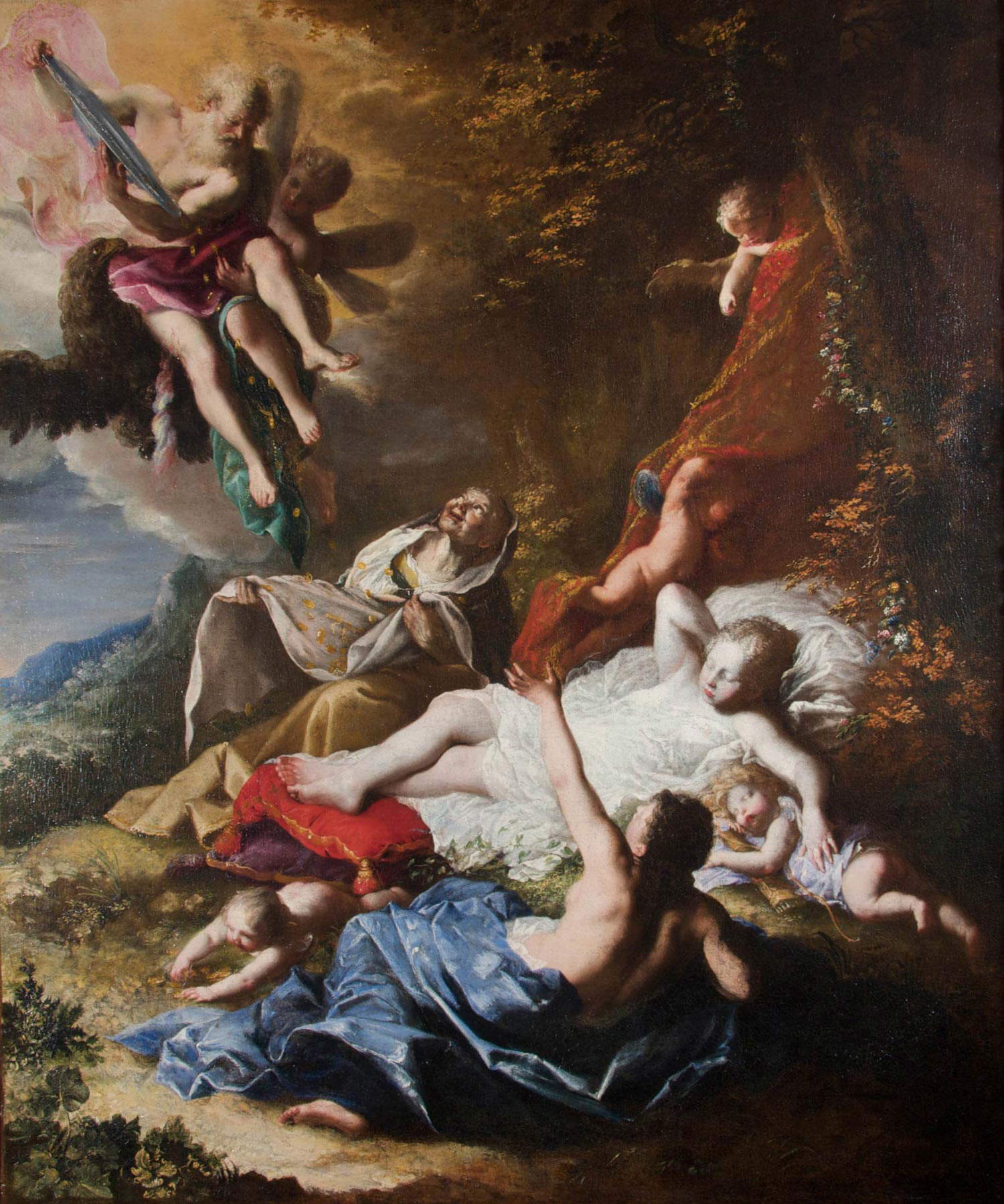 Bartolomeo Guidobono, Jupiter et Danaé (huile sur toile, 102 x 81,5 cm ; Gênes, collection privée) Bartolomeo Guidobono, Jupiter et Danaé (huile sur toile, 102 x 81,5 cm ; Gênes, collection privée)