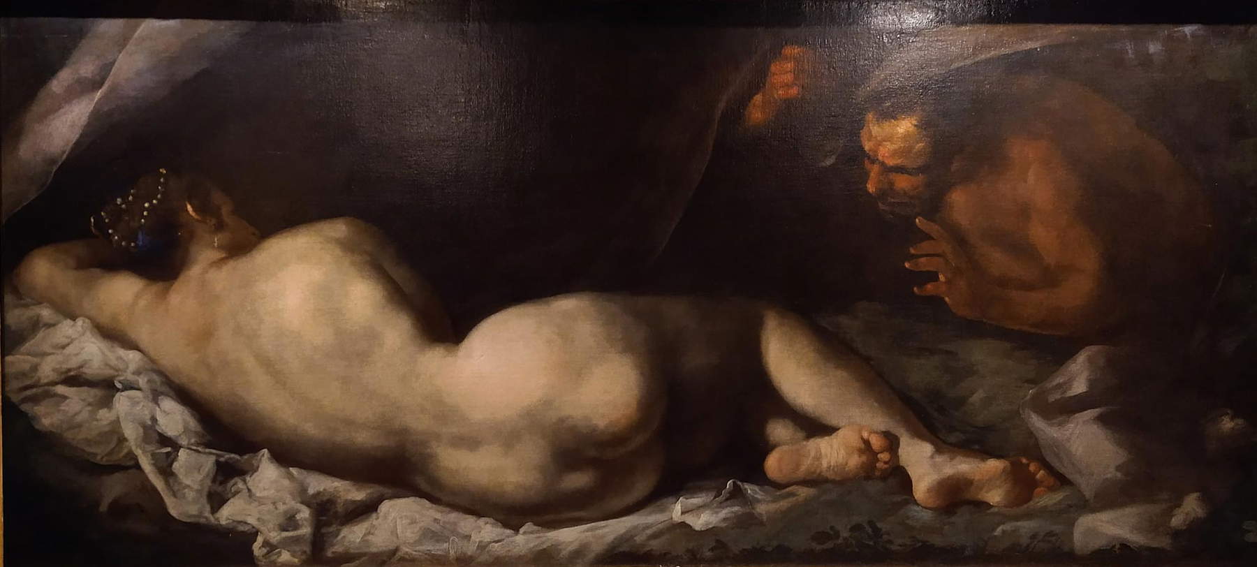 Gioacchino Assereto, Jupiter et Antiope (huile sur toile, 95 x 207 cm ; collection privée) Gioacchino Assereto, Jupiter et Antiope (huile sur toile, 95 x 207 cm ; collection privée)