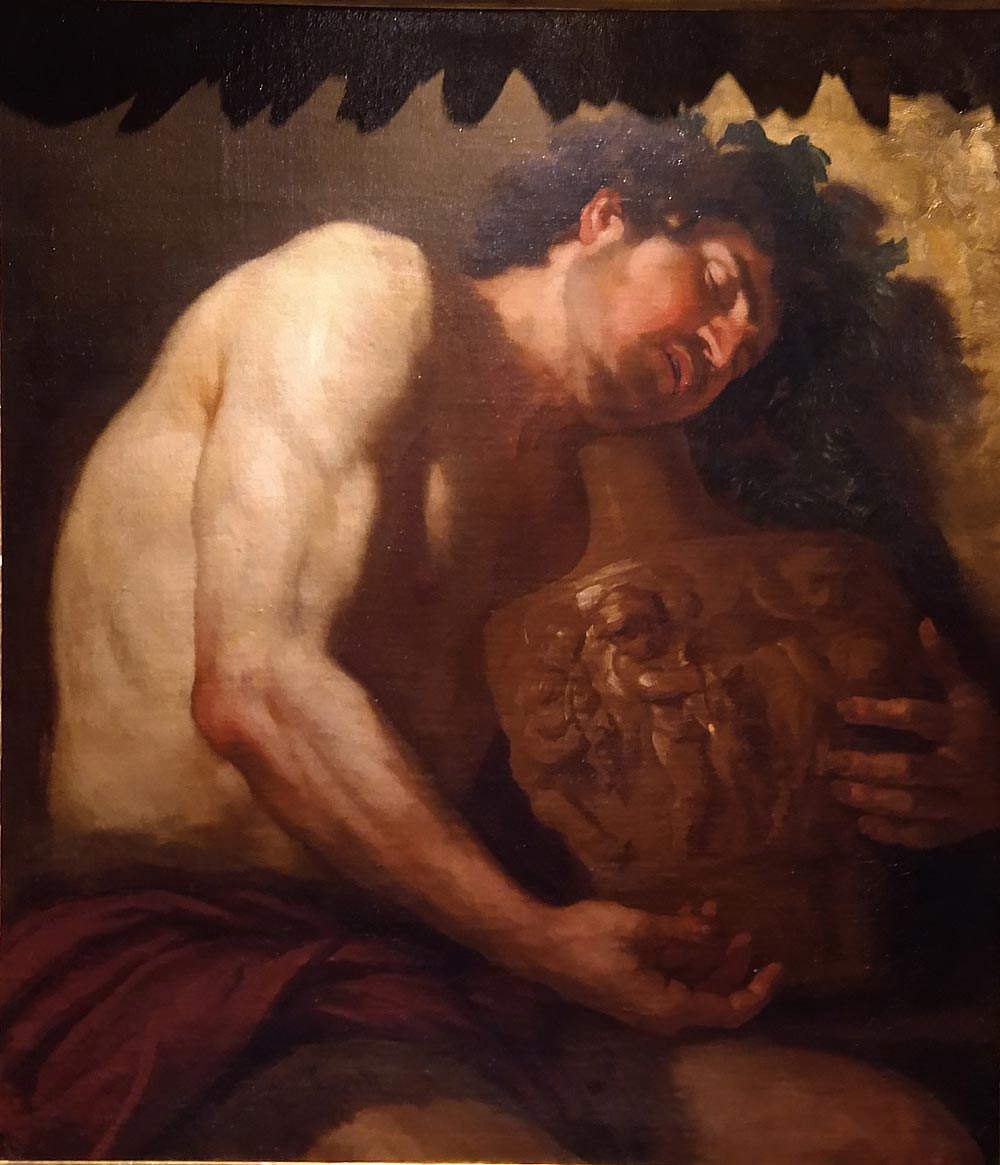 Giovanni Battista Langetti, Bacchus ivre (huile sur toile, 82 x 73 cm ; Gênes, collection privée) Giovanni Battista Langetti, Bacchus ivre (huile sur toile, 82 x 73 cm ; Gênes, collection privée)