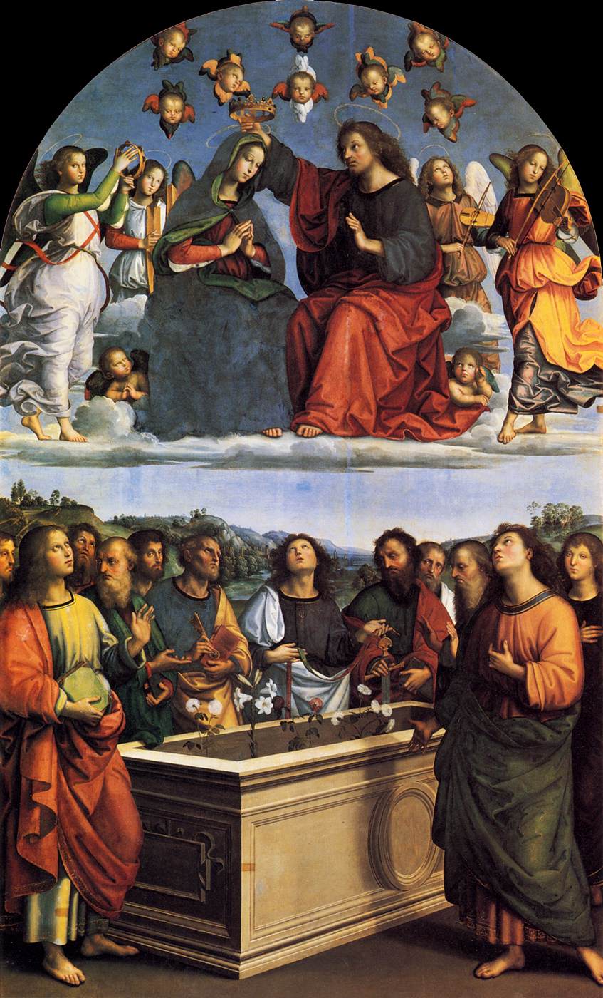 Raphael, Oddi Altarpiece (1502-1503; oil on panel transported on canvas, 267 x 163 cm; Vatican City, Vatican Museums, Pinacoteca Vaticana) Raphael, Oddi Altarpiece (1502-1503; oil on panel transported on canvas, 267 x 163 cm; Vatican City, Vatican Museums, Pinacoteca Vaticana)