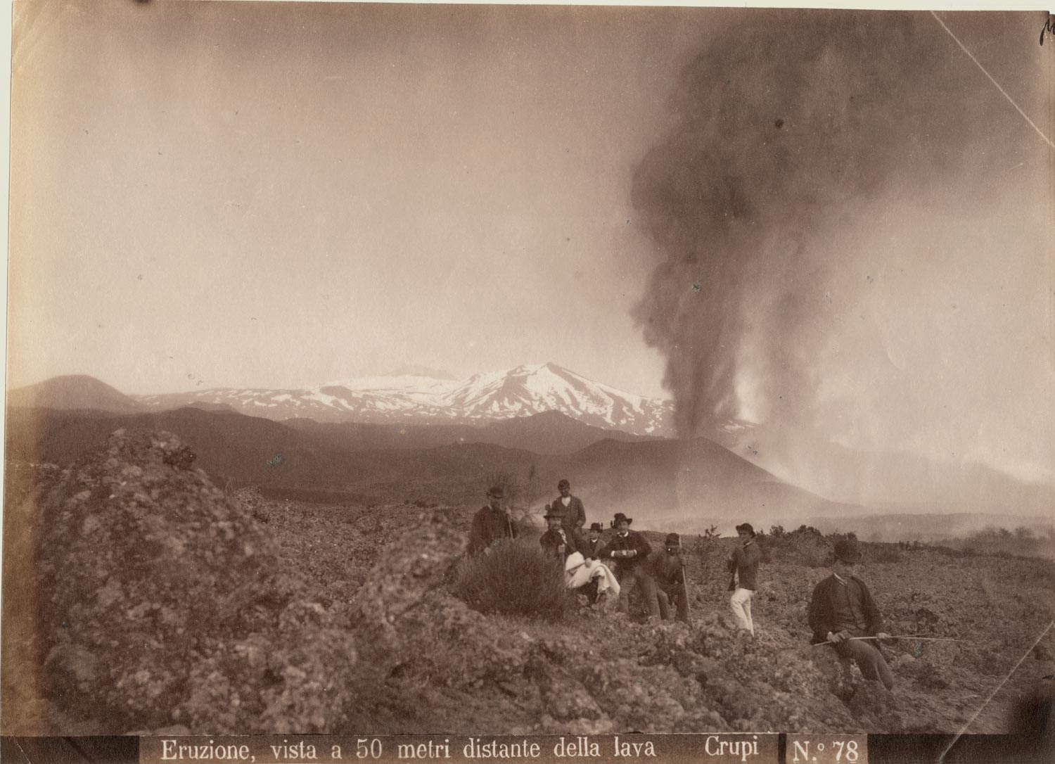 Giovanni Crupi, Eruption, 50-meter distant view of lava (Etna, Catania, May 20, 1886; albumen print on paper; Florence, Alinari Archives)