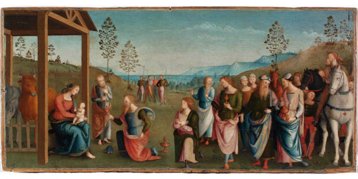 Perugino, Adorazione dei Magi (1502 circa-1512; tavola, 39,5 x 85 cm; Perugia, Galleria Nazionale dell'Umbria)